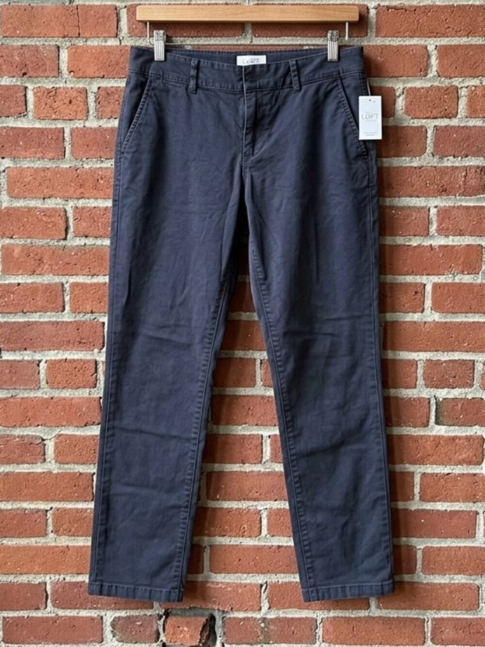 LOFT Washed Navy Chinos Size 8 Straight Leg